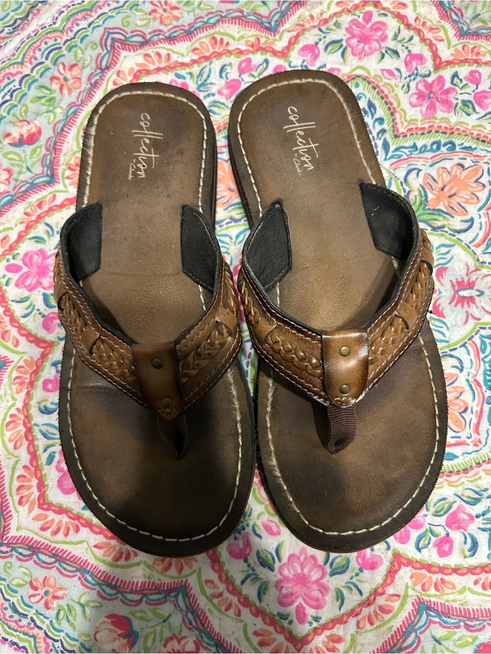 Clark’s artisan collection suede leather braided Sandals thong size 8 - Picture 3 of 6